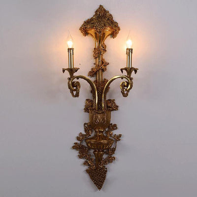 European Modern Copper Candle Holder 2-Light Wall Sconce Lamp