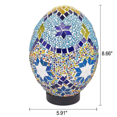 Turkish Handcrafted Mosaic Glass Egg-shaped 1-Light Table Lamp