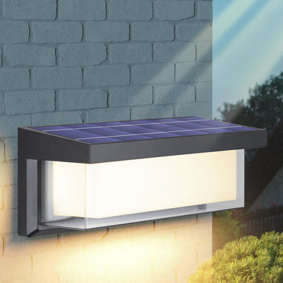 Modern Minimalist Solar Rectangle PC LED Outdoor Wall Sconce Lamp For Outdoor Patio