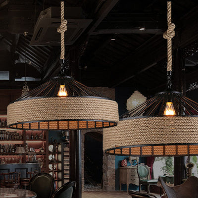 Modern Industrial Iron Twine 1-Light Pendant Light