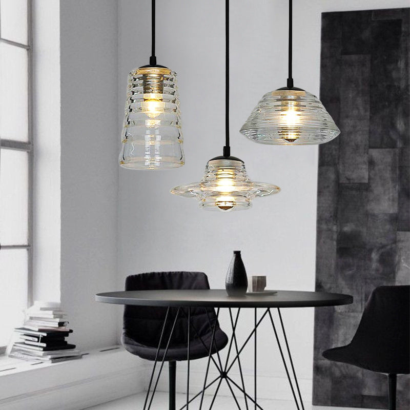 Modern Industrial Clear Glass Iron 1-Light Pendant Light