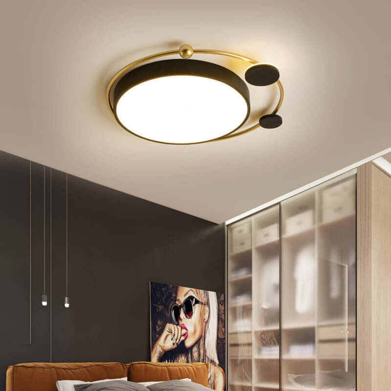 Plafonnier LED encastré en acrylique avec anneau circulaire en fer et luxe moderne, luminaire décoratif de plafond, idéal pour le salon 