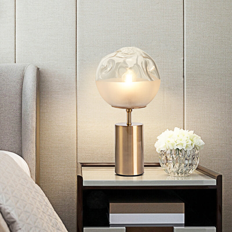 Nordic Light Luxury Frosted Glass Ball Column 1-Light Table Lamp