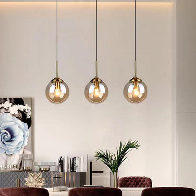 Modern Minimalist Round Ball Iron Glass 1-Light Pendant Light For Bedroom