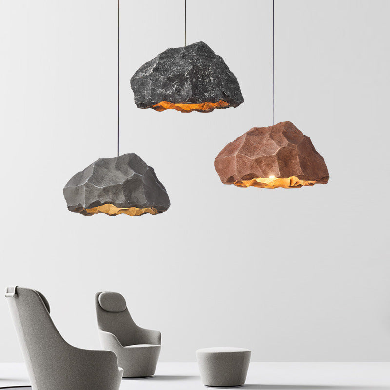 Luminaire suspendu à 1 lumière en ciment et fausse pierre Nordic Wabi-Sabi 