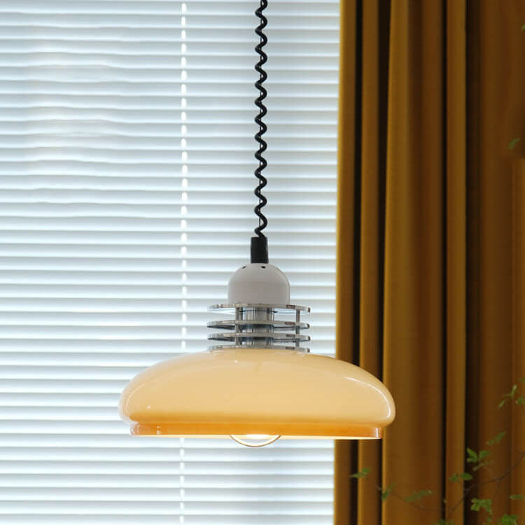 Modern Minimalist Vintage Retractable Iron Glass 1-Light Pendant Light