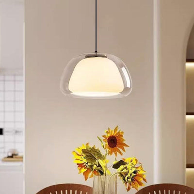 Contemporary Scandinavian Half Round Jelly Iron Glass 1-Light Pendant Light For Bedroom