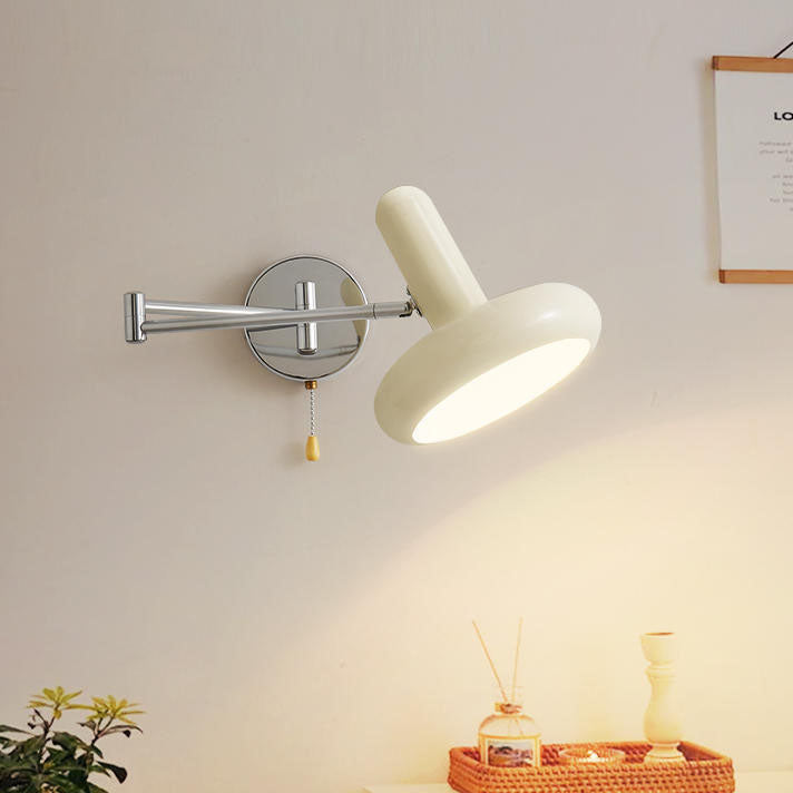 Nordic Minimalist Retractable Swing Arm Iron 1-Light Wall Sconce Lamp