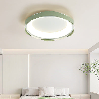 Modern Minimalist Cream Round Iron Acrylic LED Flush Mount Ceiling Light For Bedroom