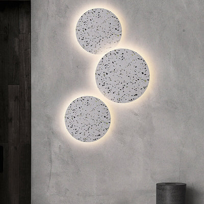 European Modern Round Textured Marble LED Wall Sconce Lamp