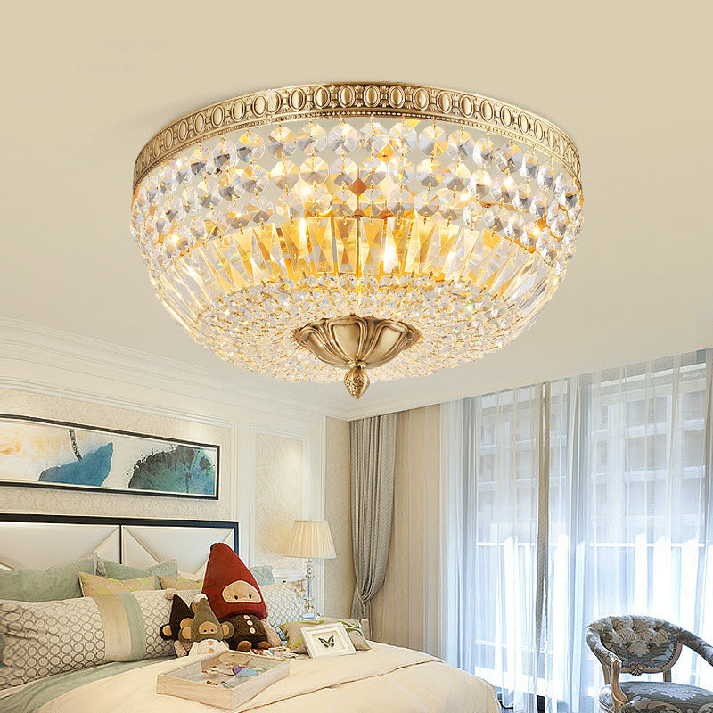 French Vintage Crystal Round 3/5/9 Light Flush Mount Ceiling Light