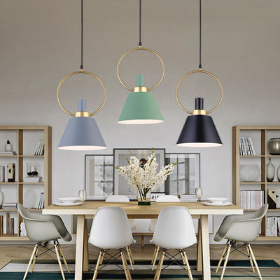 Modern Minimalist Circular Iron Aluminum 1-Light Pendant Light