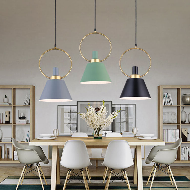 Modern Minimalist Circular Iron Aluminum 1-Light Pendant Light