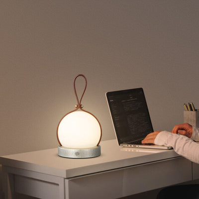 Simple Spherical Faux Leather Portable LED USB Night Light Table Lamp