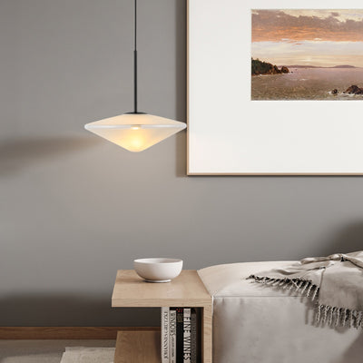 Nordic Light Luxe Lait Blanc Verre Triangle Rond 1 Lumière Suspension 