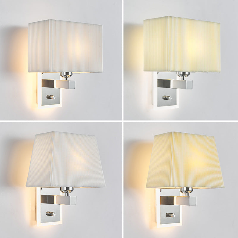 Modern Minimalist Fabric Square Plating 2-Light Wall Sconce Lamp