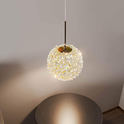 Modern Golden Glamour Crystal Ball Shade 1-Light Pendant Light