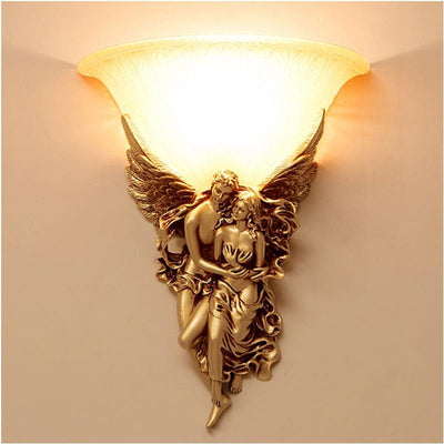 Creative Retro Resin Angels Hugging 1-Light Wall Sconce Lamp
