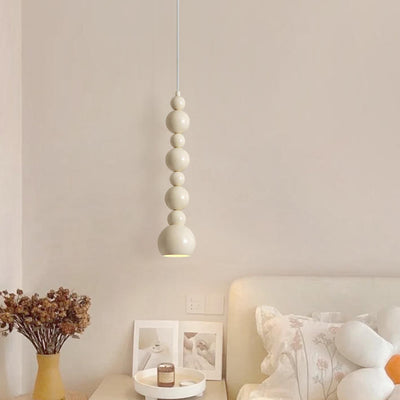 Lampe suspendue à 1 lumière en fer à perles rondes Nordic Cream Gourd 