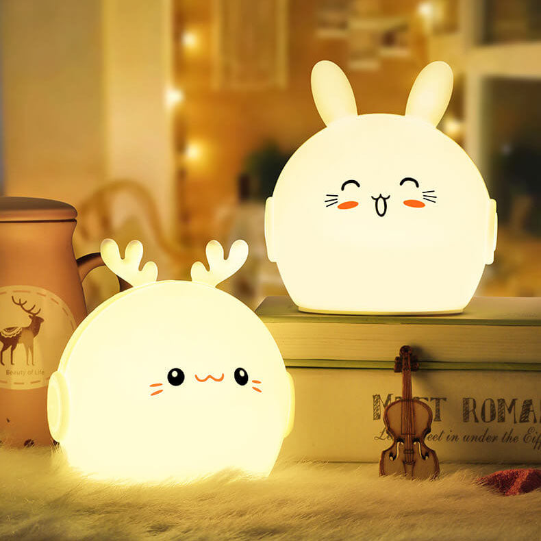 Creative Cartoon Deer Rabbit Silicone USB LED Night Light Table Lamp