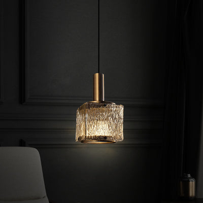 Modern Light Luxury Square Kupferglas 1-Licht-Pendelleuchte 