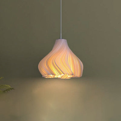 Modern Minimalist Pleated Petals PLA ABS 1-Light Pendant Light For Living Room