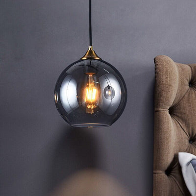 Modern Simplicity Spherical Glass Shade 1-Light Pendant Light For Bedroom