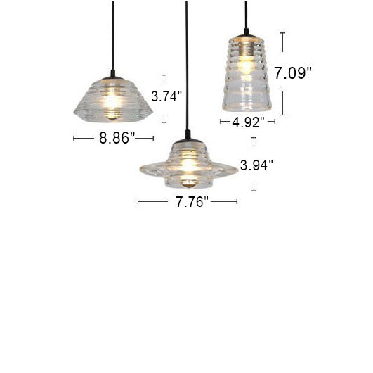 Moderne industrielle 1-flammige Pendelleuchte aus klarem Glas 