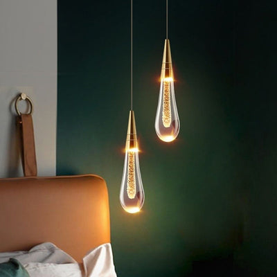 Contemporary Scandinavian Water Drops Iron Aluminum Crystal LED Chandelier For Bedroom