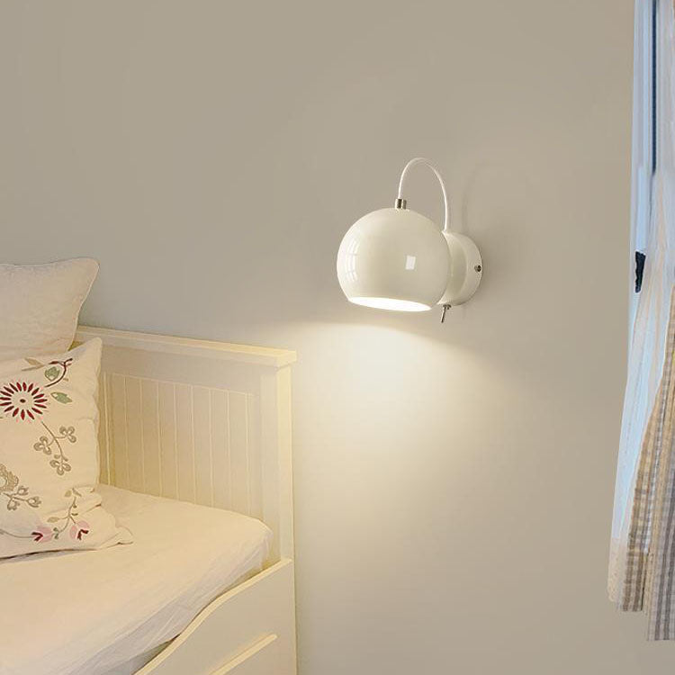 Modern Minimalist Cream Round Iron Aluminum 1-Light Wall Sconce Lamp For Bedroom