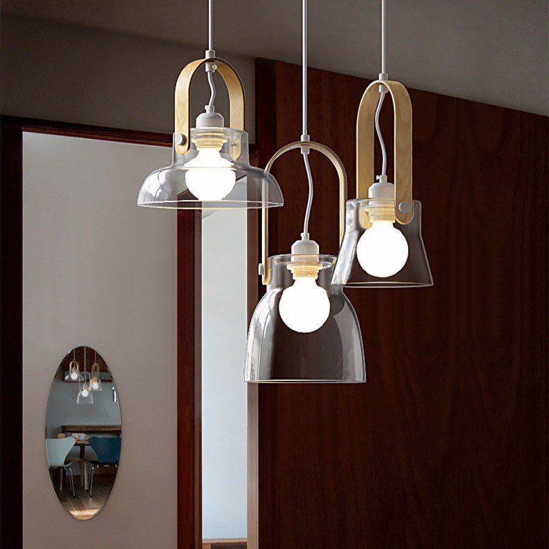 Nordic Minimalist Clear Glass Dome Geometry 1-Light Pendant Light