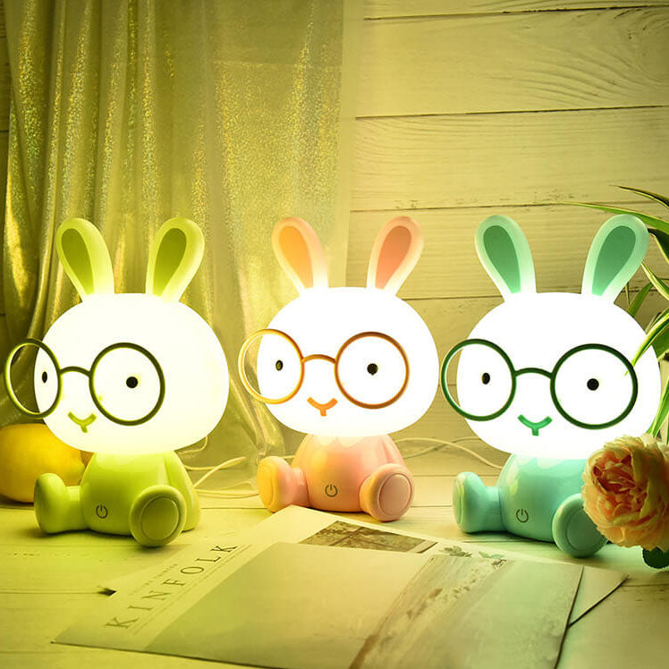 Creative Cartoon Rabbit with Glasses USB LED Night Light Table Lamp