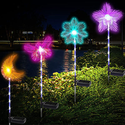 Outdoor Decorative Waterproof Butterfly Star Moon Fiber Optic Solar LED Lawn Flower Landscape Lighting