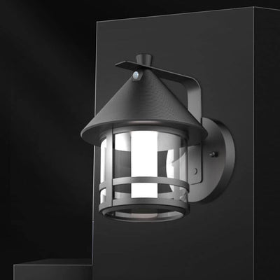 Solar Modern Cone Cage Body Sensor LED Outdoor Wall Sconce Lamp