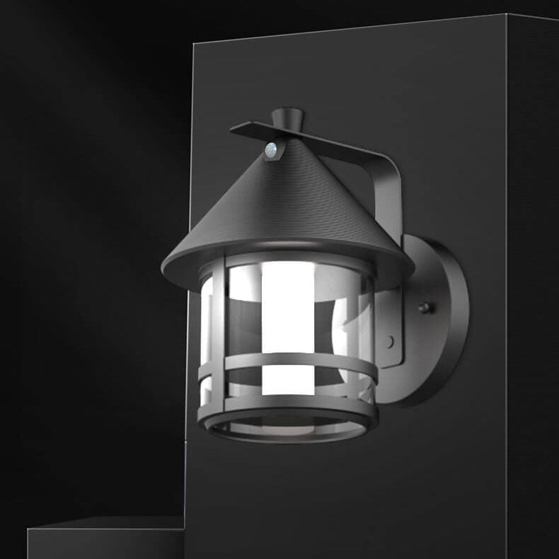 Solar Modern Cone Cage Body Sensor LED Outdoor Wall Sconce Lamp