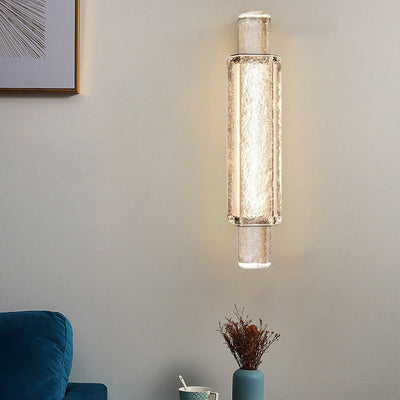 Modern Luxury Water Grain Glass Column LED Wall Sconce Lamp For Bedroom