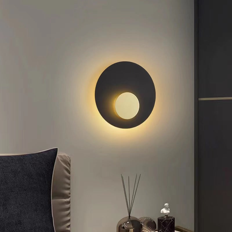 Applique murale LED ronde et plate en fer minimaliste moderne, luminaire décoratif d&