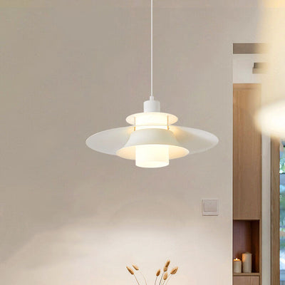 Nordic Minimalist Round Multi-Layer Iron Glass 1-Light Pendant Light