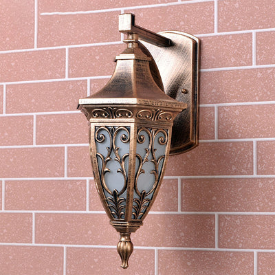 European Retro Square Cage Waterproof Aluminum 1-Light Outdoor Wall Sconce Lamp