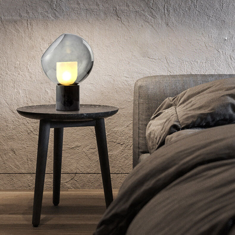 Nordic Minimalist Marble Base Glass Ball 1-Light Table Lamp