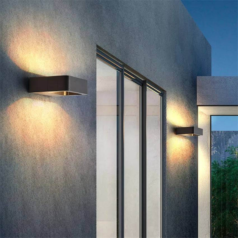 Minimalist Outdoor Square Frame Aluminum Glass LED Waterproof Wall Sconce Lamp