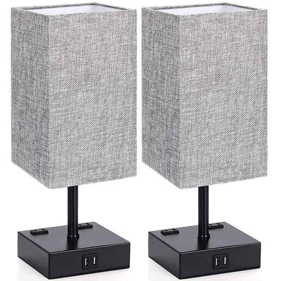 Modern Minimalist Rectangular Iron Fabric 1-Light Table Lamp