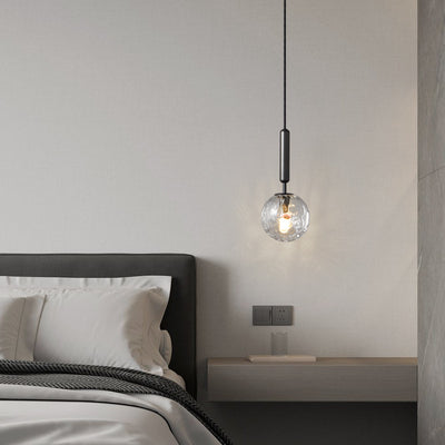 Nordic Light Lampe suspendue de luxe à 1 lumière en verre et cuivre à motifs d'eau 