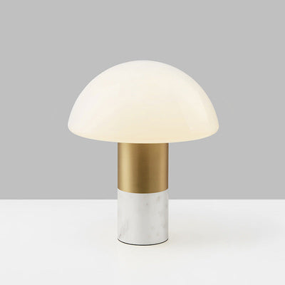 Lampe de table moderne et minimaliste à 1 lumière en forme de champignon, fer, verre et marbre 