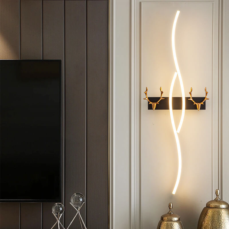 Nordic Light Luxury Strip Curve Antler LED Wall Sconce Lamp