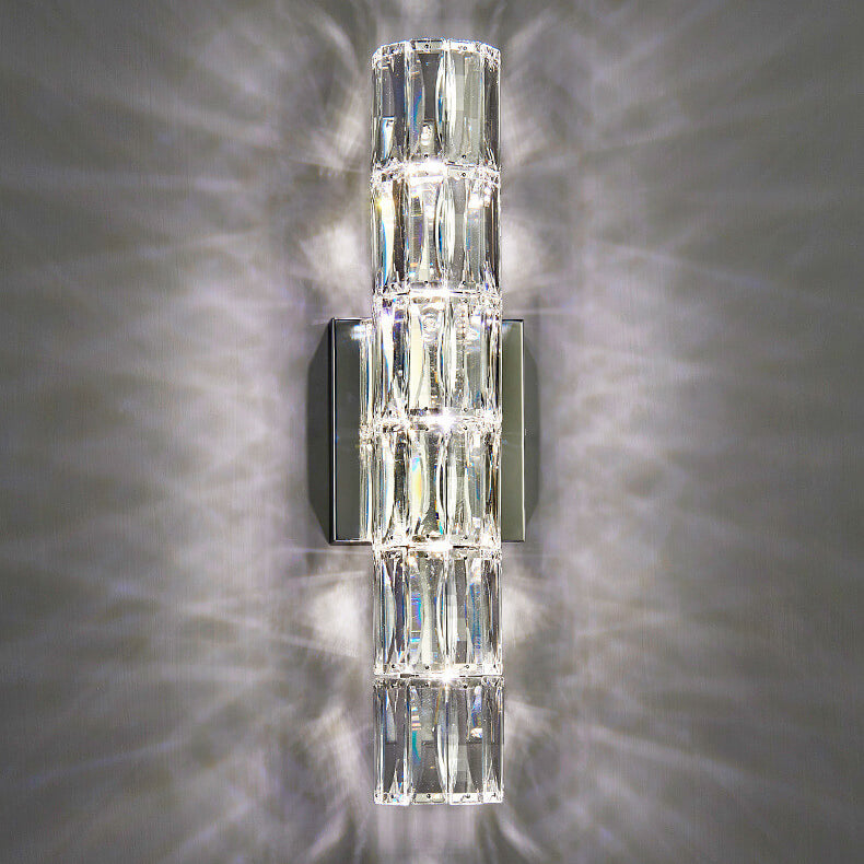 Modern Luxury Silver Crystal Column 3/4/6 Light Wall Sconce Lamp