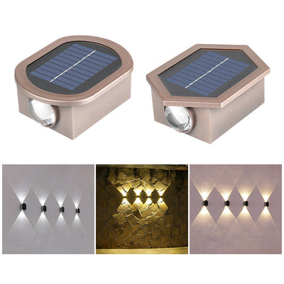 Lampe d'extérieur solaire ovale hexagonale étanche à LED pour applique murale de patio 