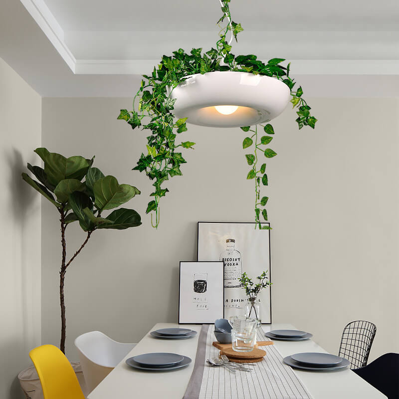 Lampe suspendue à 1 lumière à abat-jour rond Art déco moderne Sky Garden pour salle à manger 