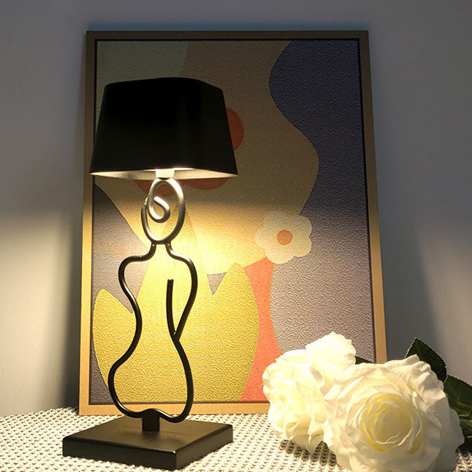 Modern Minimalist Creative Pure Black Rechargeable Touch LED Night Light Table Lamp