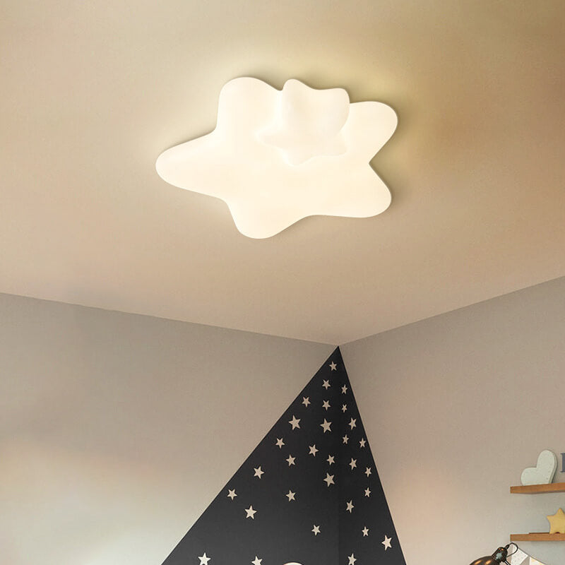 Contemporary Scandinavian PE Star Shade LED Flush Mount Ceiling Light For Bedroom